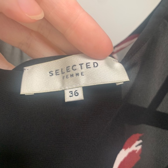 ASOS Selected Femme Printed Dress With Pleated Skirt - Black / EU 36 - Picture 5 of 7